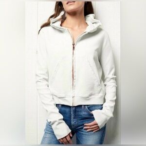 Frank & Eileen, Tee Lab Zip Front Hoodie in Dirty White, Size Large